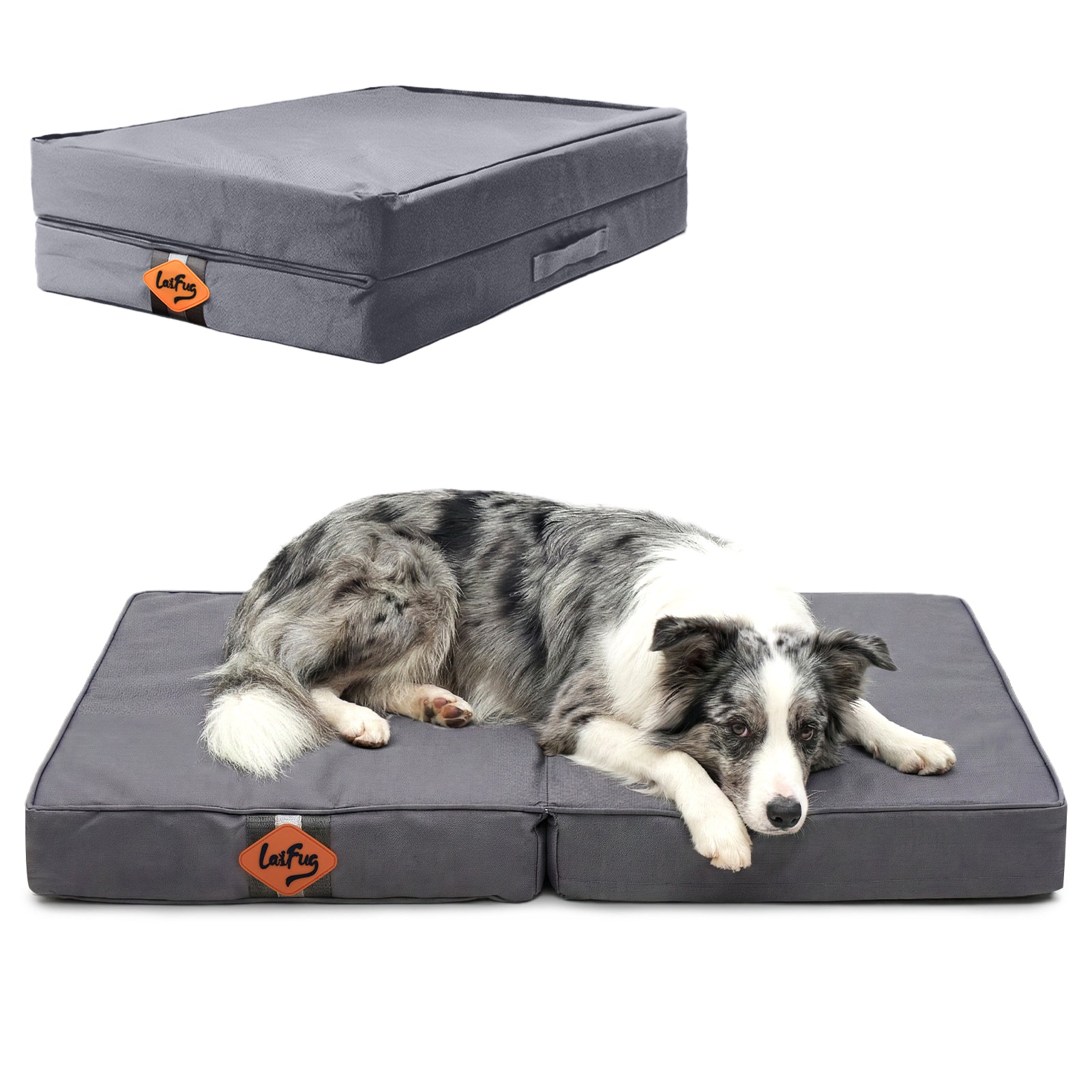 Laifug 235 Foldable Waterproof Dog Bed | 3.0"/3.5" Eggcrate Foam | Portable Travel Bed for Indoor Outdoor