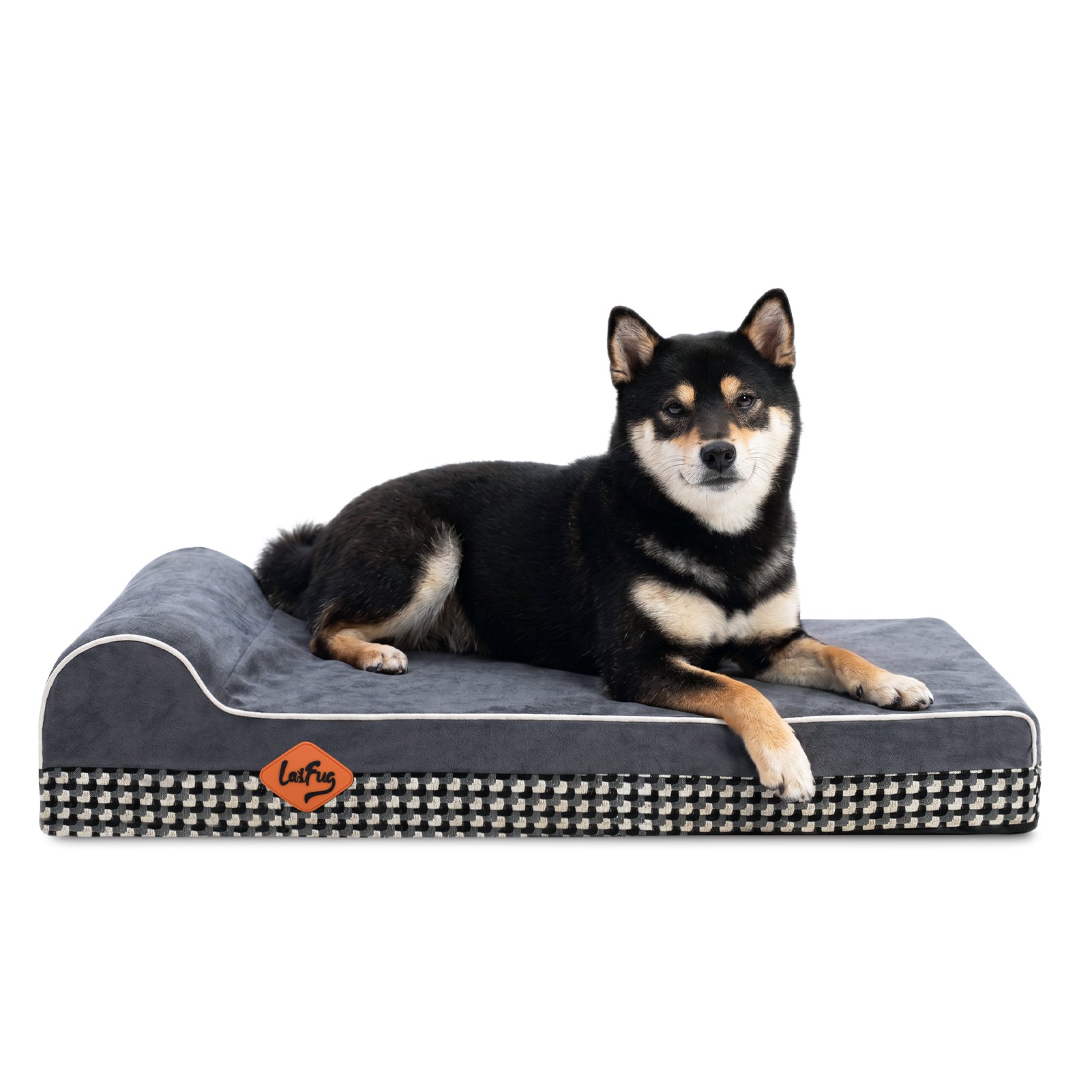 Laifug 422 Orthopedic Dog Bed with Bolster Support (Single & Double Pillow Options)
