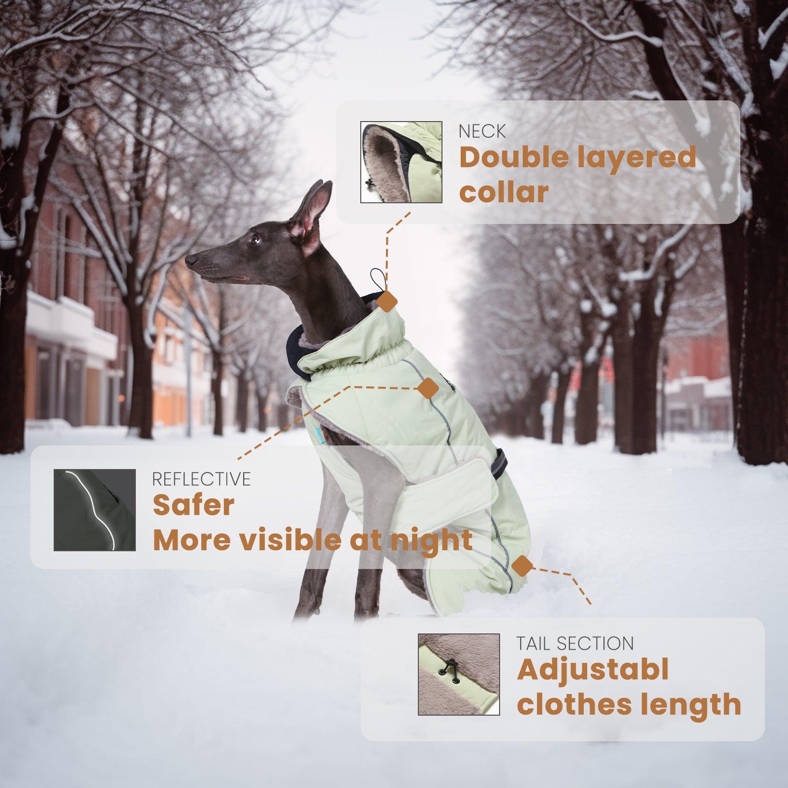 LaiFug Green Stand Collar Cloak Dog Winter Coat