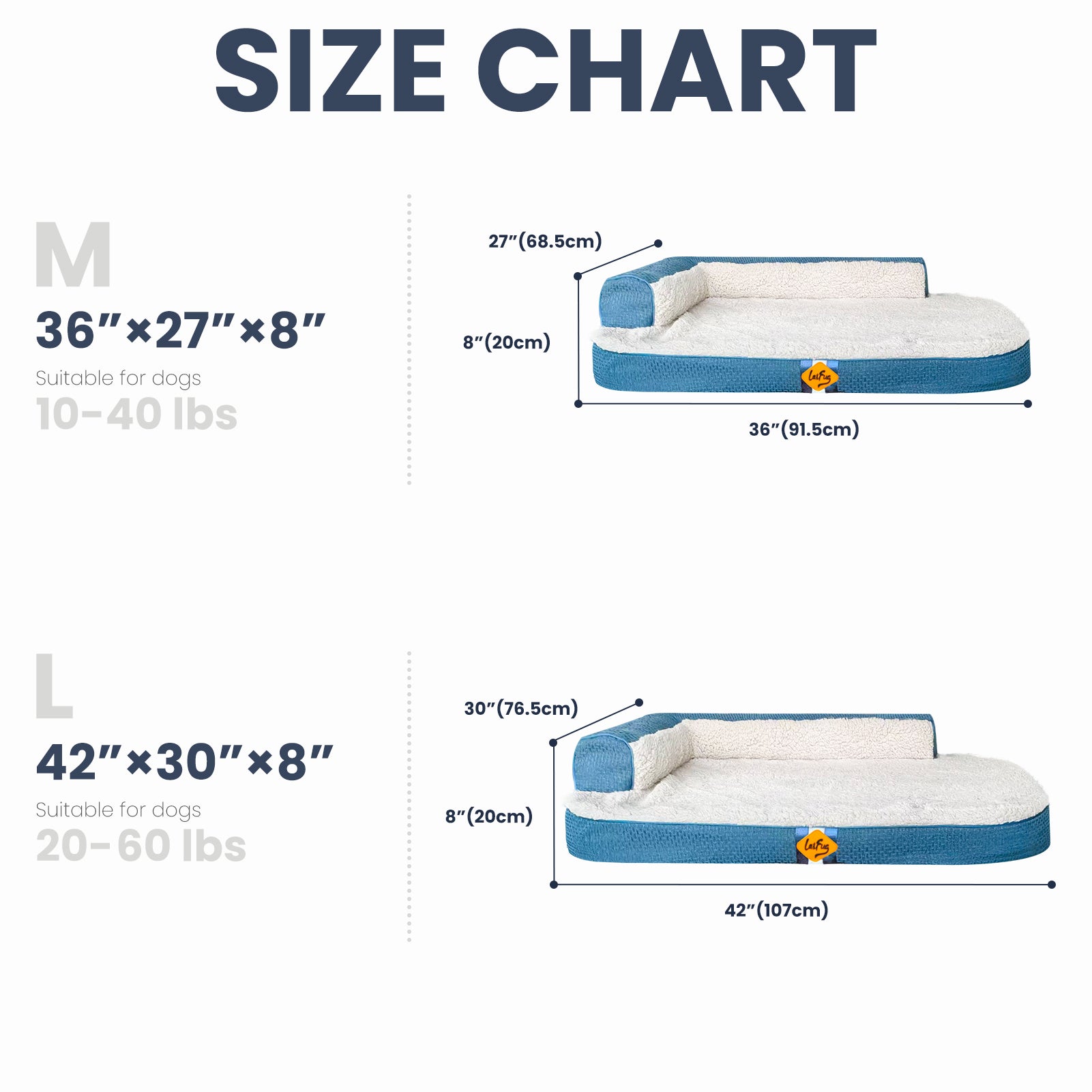 Laifug 220 Two-Sided Orthopedic Dog Bed – 5" Thick Memory Foam