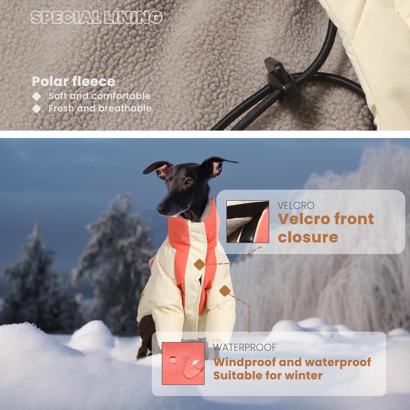 LaiFug Stand Collar Two Legs Dog Winter Coat