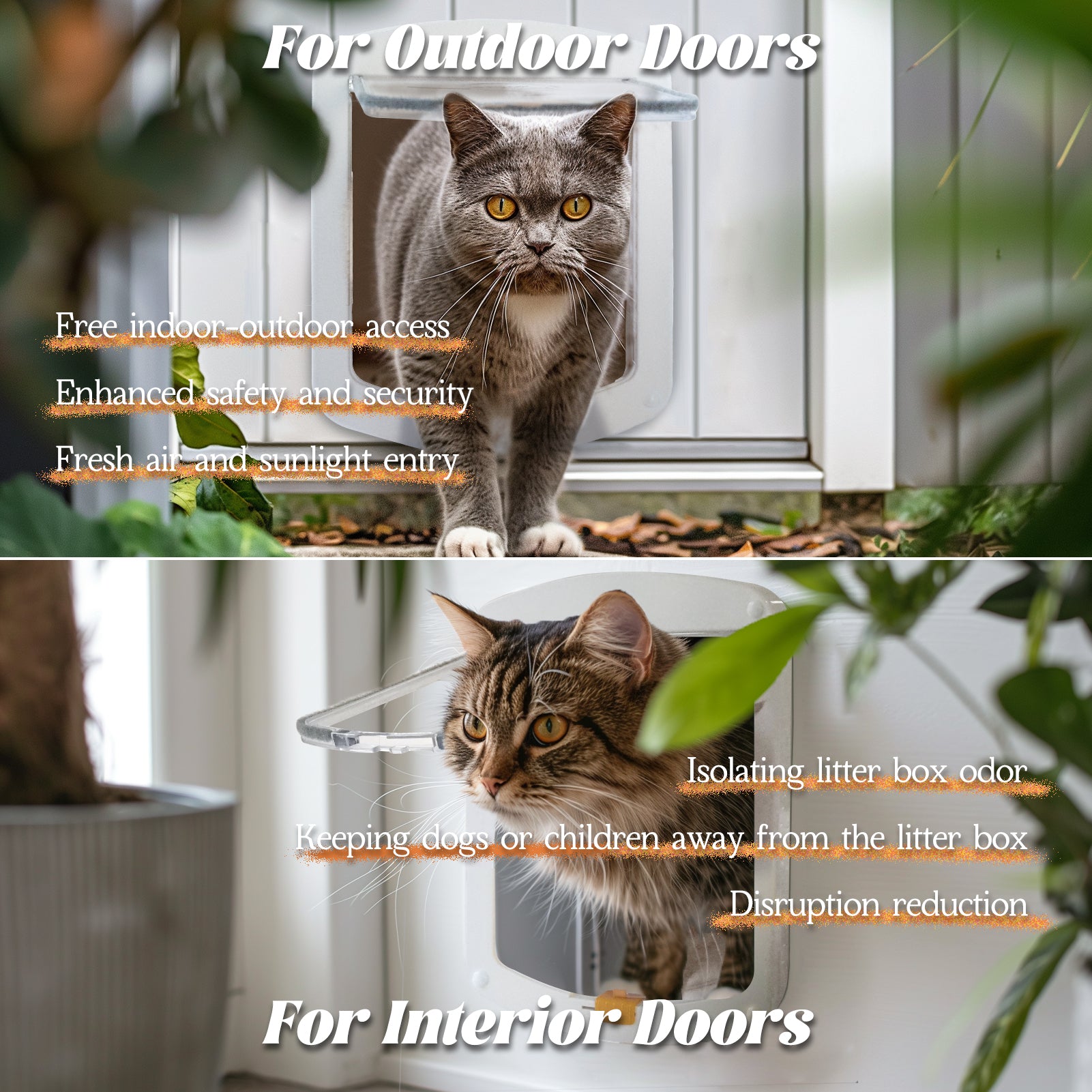 Laifug 4-Way Locking Cat Door – Weatherproof & Silent Flap