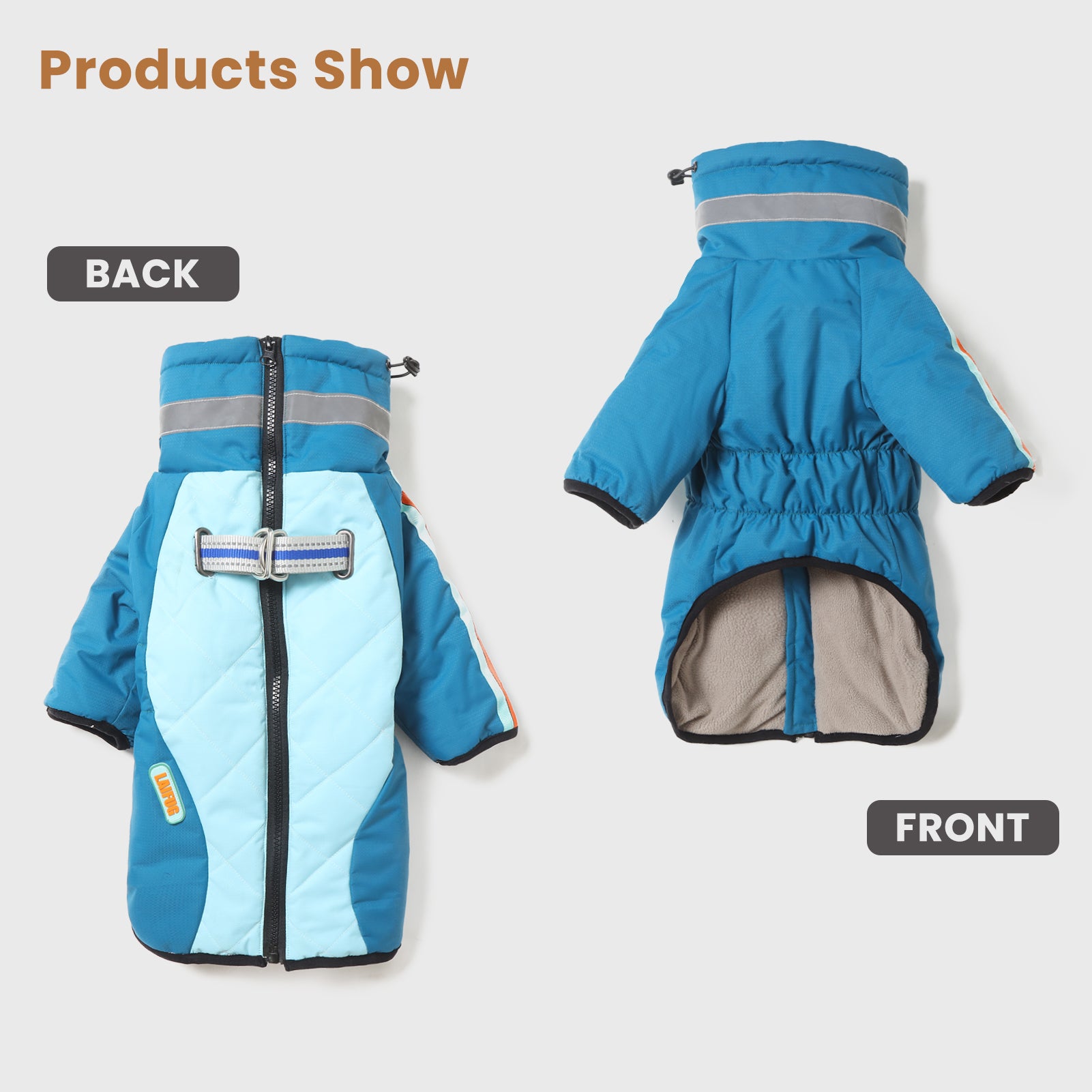 LaiFug Gray Red & Gray Blue Stand Collar Two Legs Dog Winter Coat