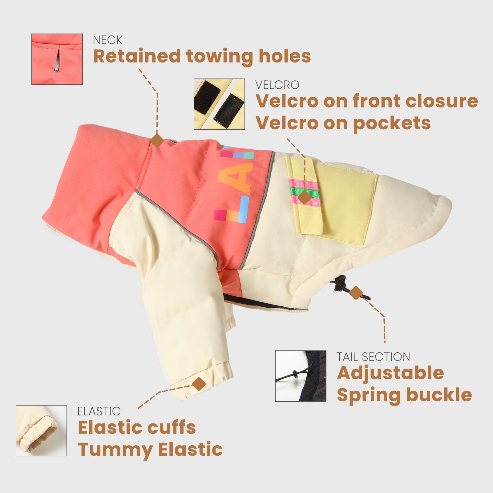 LaiFug Stand Collar Two Legs Dog Winter Coat