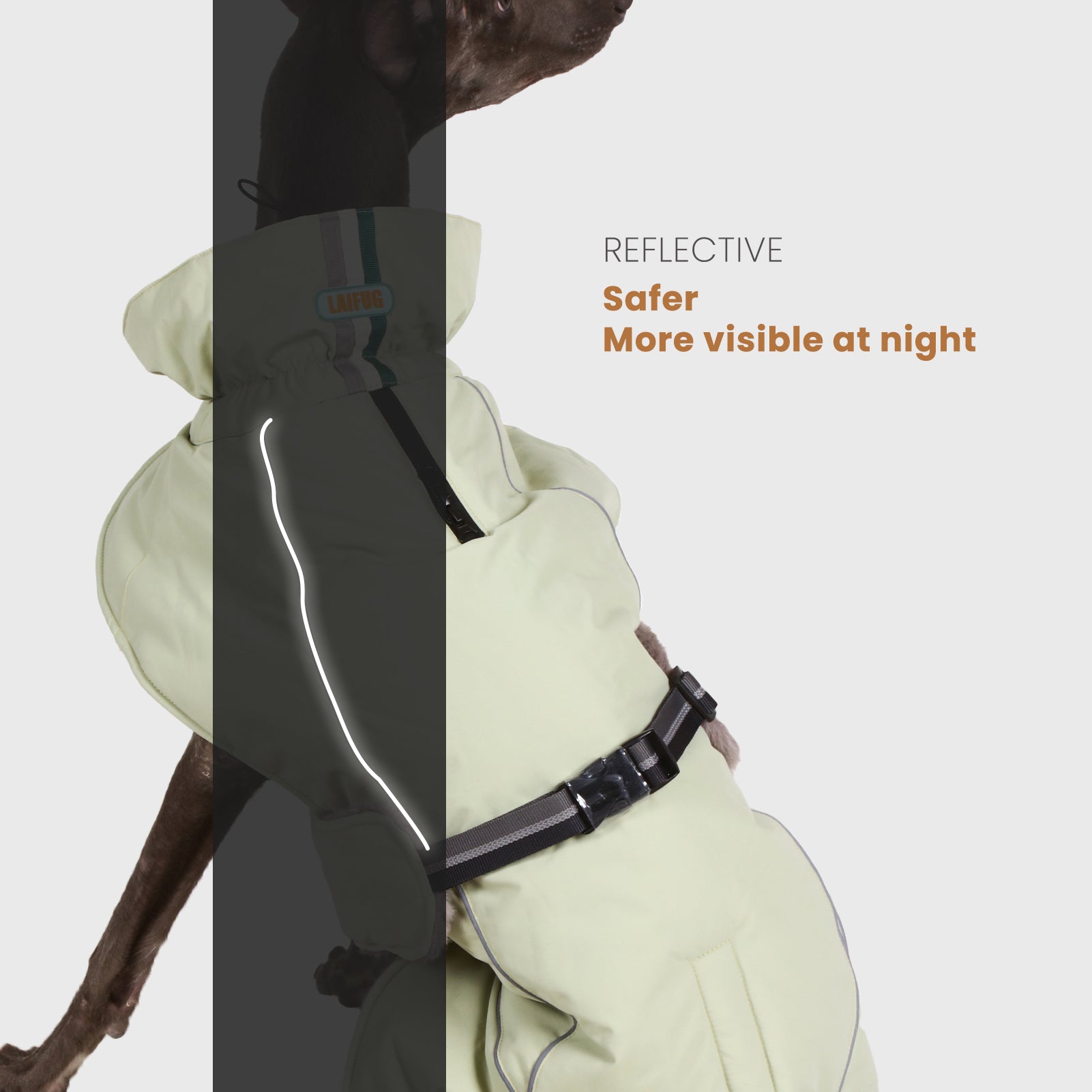 LaiFug Green Stand Collar Cloak Dog Winter Coat