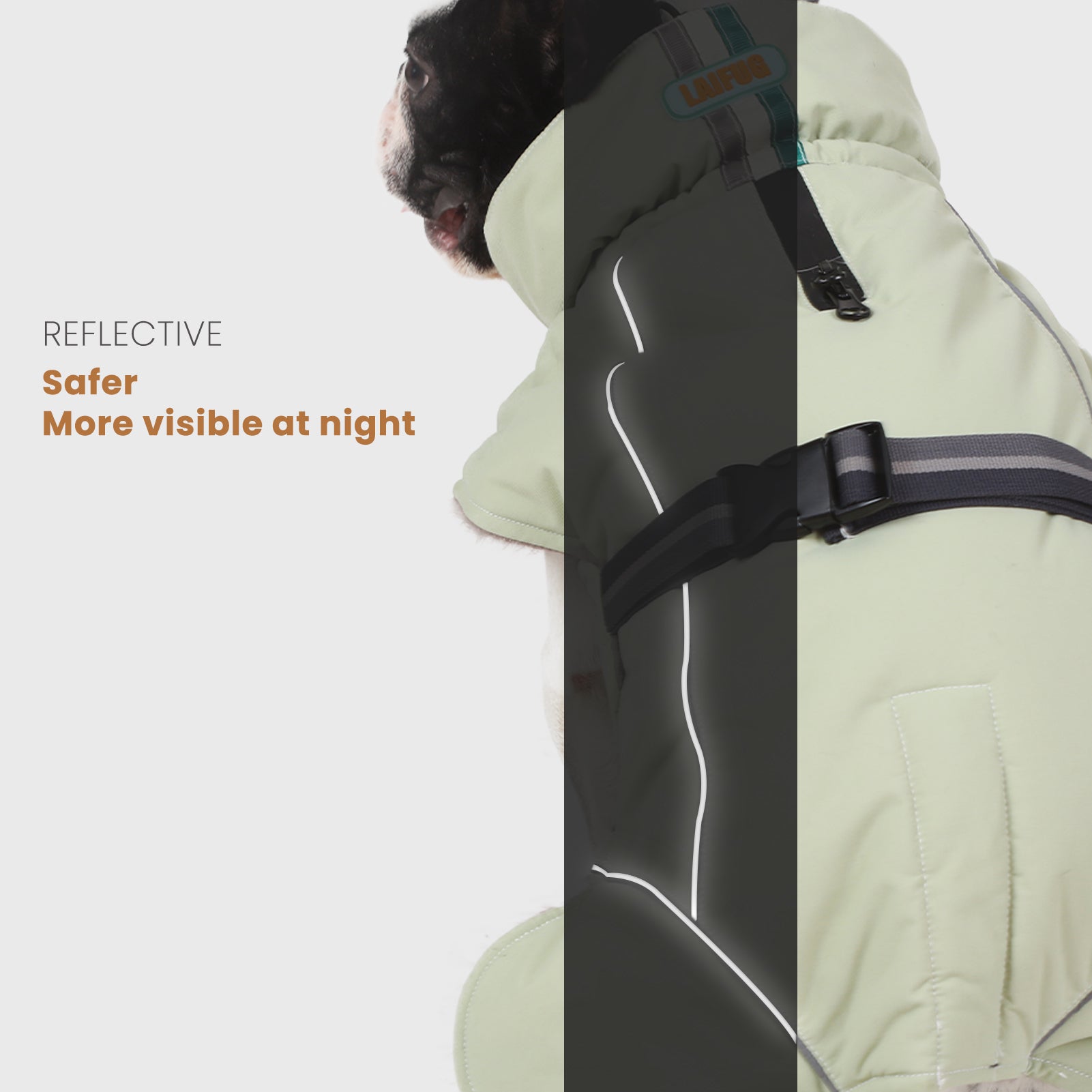 LaiFug Green Stand Collar Cloak Dog Winter Coat