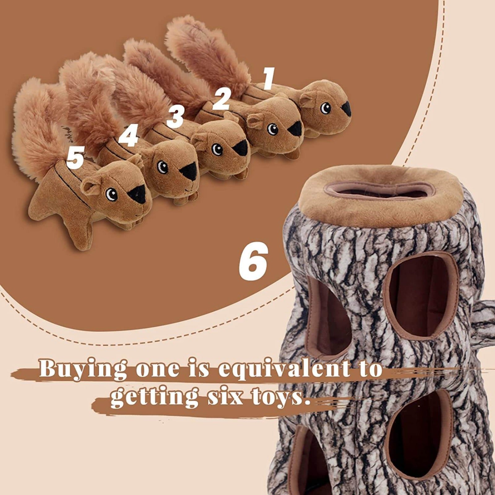 LaiFug Hidden Squirrel Plush Dog Toy – Interactive Hide and Seek Puzzle