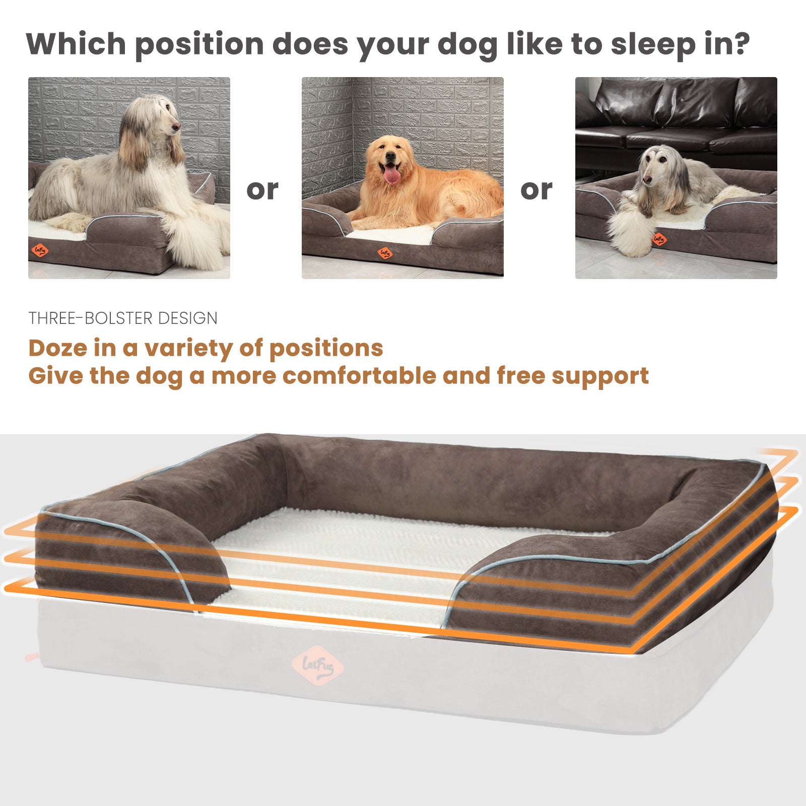 LaiFug Orthopedic Memory Foam Dog Sofa – Premium Bolster Bed