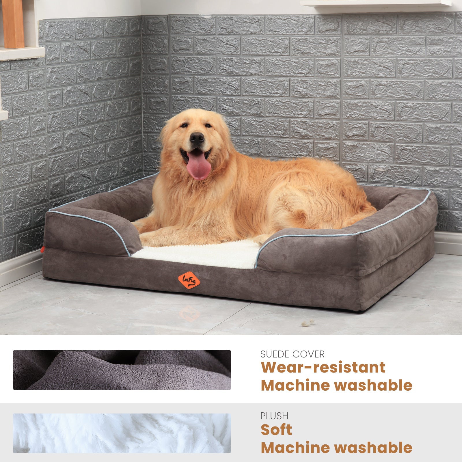 LaiFug Orthopedic Memory Foam Dog Sofa – Premium Bolster Bed