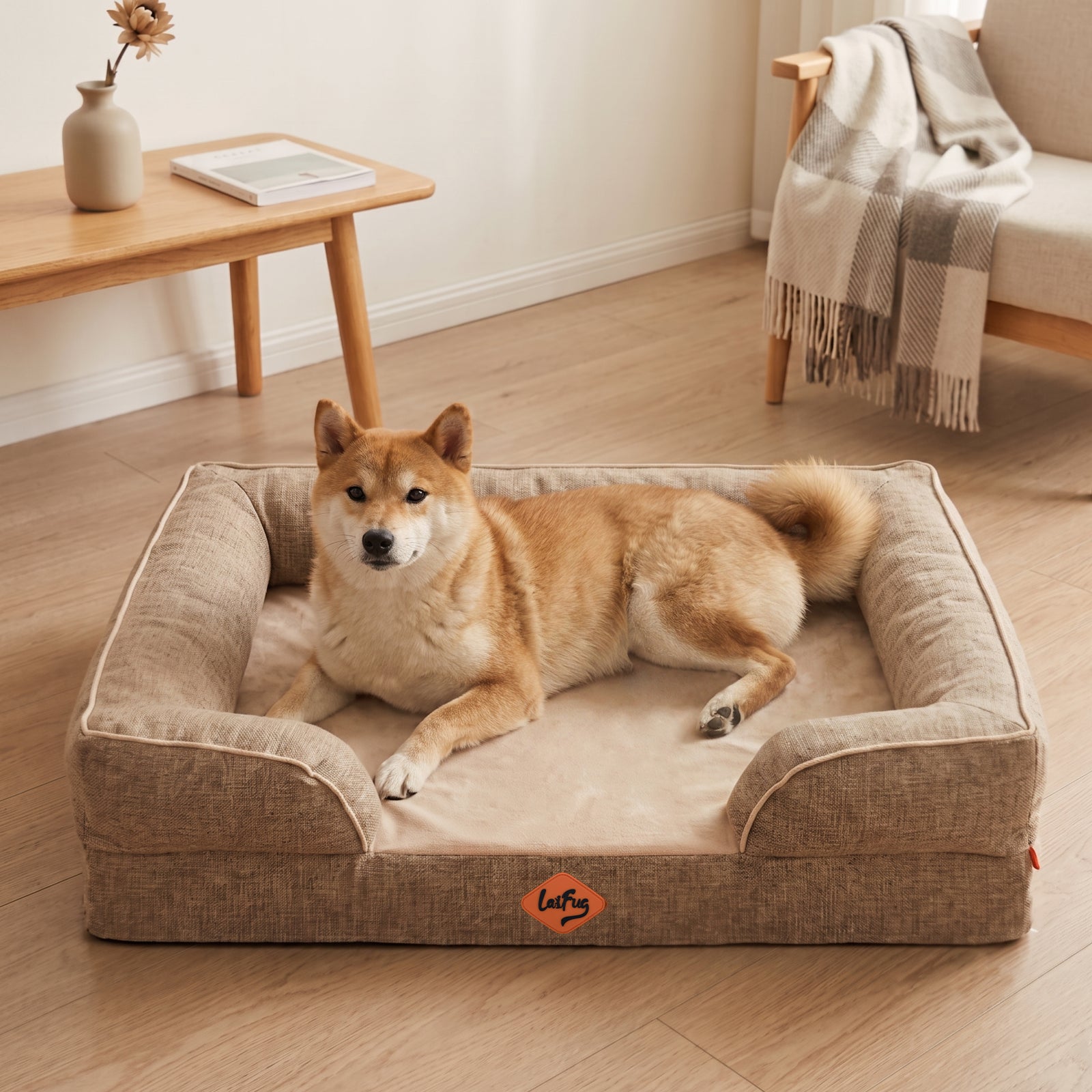 LaiFug Orthopedic Memory Foam Dog Sofa – Premium Bolster Bed