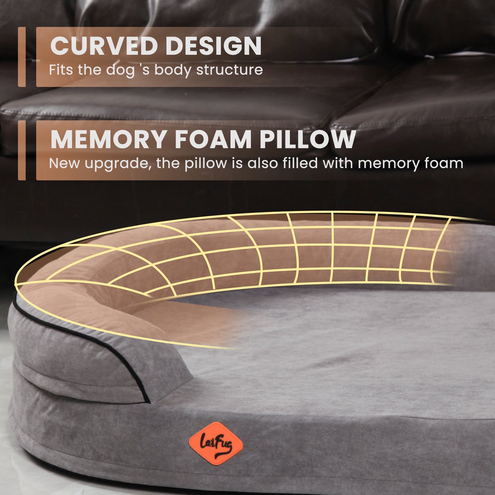 Laifug Memory Foam Oval Dog Bed - LaiFug