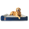 Laifug 422 Linen-Style Memory Foam Dog Bed With Pillow | Double Pillow Ergonomic Design | 30D+45D Orthopedic Foam | 3-Year Shape Retention | Waterproof Removable Washable Cover
