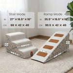 Laifug 3-5 Step Pet Dog Stairs Ramp | 2-in-1 Adjustable Foam Steps | 35D High Density Foam | Anti-Slip Base | Removable Washable Cover