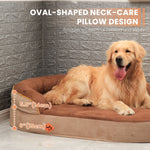 LaiFug Orthopedic Memory Foam Oval Dog Bed – Curved Bolster Support